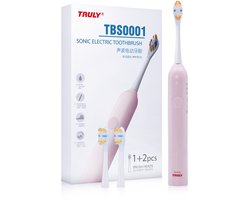 Truly TBS0001 - Elektrische Tandenborstel - IPX7 - 3 Poetsstanden - Inclusief 3x Opzetborstels - Draadloos Oplaadbaar - Roze