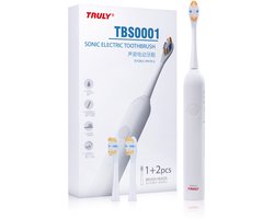 Truly TBS0001 - Elektrische Tandenborstel - IPX7 - 3 Poetsstanden - Inclusief 3x Opzetborstels - Draadloos Oplaadbaar - Wit