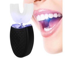 U-vormige tandenborstel voor volwassenen, elektrische sonische tandenborstel, automatische reinigingstandenborstel, mondverzorgingstool met siliconen borstelkop van voedingskwaliteit (zwart)