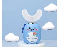 Ultrasone tandenborstel voor kinderen, 360° automatische elektrische tandenborstel, U-vormige tandenborstel, geschikt voor jongens en meisjes van 6-12 jaar (blauw).
