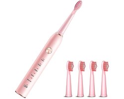 Vitdipy - Elektrische Tandenborstel - met 4 tandenborstelkoppen - Sonische - Wittere tanden - Geschikt voor volwassenen - Gevoelige tanden - Roze