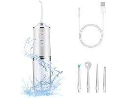 Waterflosser - Draadloze elektrische waterflosser - 3 standen - 4 spuitmondjes - Reinigen en spoelen - Draagbare waterflosser - Mondwaterflosser - Oplaadbaar - Reisformaat - Geschikt voor volwassenen