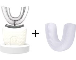 WIT Sonische Elektrische Automatische Tandenborstel U Vorm 360 Graden+1 EXTRA U-Vormige Beet+ Usb-Oplaadbare SPA-model 24000 RPM Massage Tandvlees 3 Modi Tand Whitening-36000 RPM Koud Blauw UV Licht- Intelligente Oplaadbare Tandenborstel 4 Modi Brush