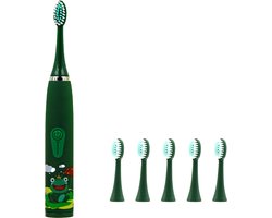 Ynkkvre -Elektrische Kinderzahnbürste - Trillingsarme Geluidsgolven - Maximaal 18.000 Trillingen Per Minuut Voor Zachte Reiniging - 1 - groente