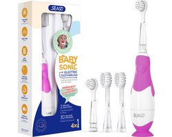 Youha - Elektrische Tandenborstel Baby & Kind - IPX7 Waterproof - Inclusief 5 Opzetborstels en LED Lampje - Voor 0-48 Maanden - Kleur: Paars