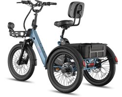FAFREES F20 Mate II Elektrische Driewieler – 21Ah Accu, 85km Bereik, 65Nm Koppel – Voor Senioren & Dagelijks Gebruik Haze Blue