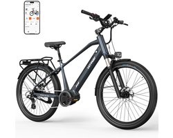 Hitway Elektrische Fiets BK33 - E-Bike met 250W Middenmotor - 26*2.35 Inch City Commuter EBike met Afneembare 36V 10.4Ah Lithium Batterij - 7 Versnellingen - IP54 Waterdicht