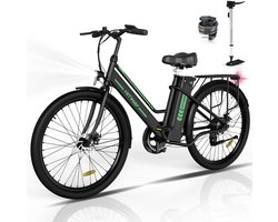 Hitway Elektrische Fiets BK8S - 26 Inch City Commuter EBike met Afneembare Lithium Batterij - E-Bike met 250W Motor - Damesfiets - IP54 Waterdicht - Met fietstas