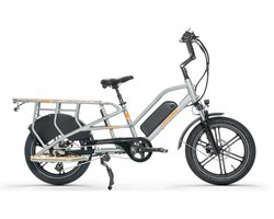 JOBOBIKE Transer Elektrische Longtail - E-Cargo - 20 Inch - 250W Motor - 7 Versnellingen - 60 km Actieradius - Hydraulische Schijfremmen - Zilvergrijs