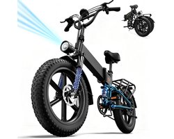 Qekud T5 Elektrische Vouwfiets - 20 Inch Fatbike met 7 Versnellingen - 48V 13Ah Accu - Remlichten & Richtingaanwijzers - Vierpoot Vering & Schijfremmen - Grote Actieradius