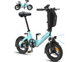14 Inch Elektrische Vouwfiets- 2.5" Brede Banden -250W Motor -36V 10Ah- Slechts 21 kg- Slim LCD display-Drie snelheidsinstellingen-13/18/25 km/u- 45 km Actieradius-Elektrische fiets - Elektrische stadsfietsen - Opvouwbaar E-Bike voor Woon-Blauw