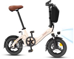 14 Inch Elektrische Vouwfiets- 2.5" Brede Banden -250W Motor -36V 10Ah- Slechts 21 kg- Slim LCD display-Drie snelheidsinstellingen-13/18/25 km/u- 45 km Actieradius-Elektrische fiets - Elektrische stadsfietsen - Opvouwbaar E-Bike voor Woon-Wit