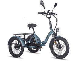 250W Dik Klapfiets E-Bakfiets 20 Inch 48V 18.2Ah Accu, Hydraulische Schijfremmen Elektrische Fiets, Elektrische Vrachtsfiets 180kg, Blauw Driewieler E-Bike