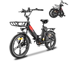 Elektrische fiets - Actieradius 140km - 20 Inch Commuter E-Bike - Verwijderbare batterij 36V 20.8Ah - Motor 250W - Shimano 7 versnellingen - LCD-display- 180 mmMechanische Schijfremmen - Fatbike - Zwart