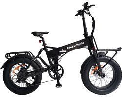 Elektrische Fiets Elekwheels E5 - Elektrische Vouwfiets - 80 km Actieradius -418Wh Verwijderbare Accu - 20 x 4.0 inch banden - Achterwielmotor 250W - Mechanische Schijfremmen - Zwart