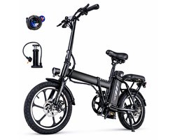 Elektrische Vouwfiets 16 Inch - Opvouwbare E-bike Volwassenen - 250W Borstelloze Motor - 36V 11.4Ah Lithiumbatterij - 35-50km Actieradius - Max 25 km/u - 3 Rijmodi - Dubbele Schijfremmen - Stadsfiets - Woon-Werkverkeer - Dames Heren