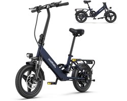 HillMiles Mile1 Elektrische Fiets - Motor 250W - Actieradius 60km - 14 Inch -25km/ - 36V/10.4Ah -vouwbaar E-bike -stads E-bikes & E-Nederland - blauw