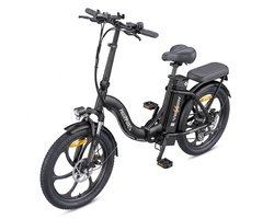 HillMiles MilePort 1 Vouwbare Elektrische Fiets 20 inch Fatband, 250W motor, 36V 13Ah batterij, bereik tot 100km, 7 versnellingen, voorvorkvering, mechanische schijfrem, voor woon-werkverkeer en stadsritten, Zwart