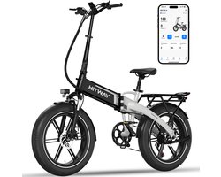 Hitway Elektrische Fiets BK10S1 - 20*4.0 Inch Fat Tire City Commuter EBike met Afneembare 48V 13Ah Lithium Batterij - Opvouwbaar Mountain E-Bike met 250W Motor - APP - 7 Versnellingen - IP54 Waterdicht