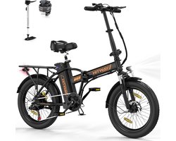 Hitway Elektrische Fiets BK11 | E-bike | 250W Motor | Fat Tire | 12Ah | 20 Inch | Zwart/Oranje