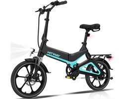 Hitway Elektrische Fiets BK2 - Trendy 16 Inch City Commuter EBike met Afneembare 36V 7.8Ah Lithium Batterij - Opvouwbaar Mountain E-Bike met 250W Motor - IP54 Waterdicht