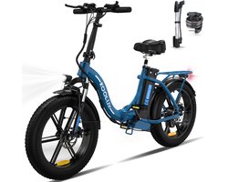 KOOLUX | BK6S 4.0 Elektrische Vouwfiets | E-Bike | 20 x 4.0 Inch Dikke Banden | 48V 13Ah Lithium Accu | 250 W Motor | Maximaal 25/u | Maximaal bereik 90km | 7-speed versnelling | LCD Scherm | Aluminium Frame | Blauw | Gratis Rijklaar Bezorgd