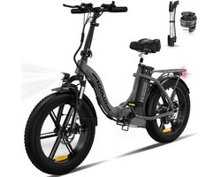 KOOLUX | BK6S 4.0 Elektrische Vouwfiets | E-Bike | 20 x 4.0 Inch Dikke Banden | 48V 13Ah Lithium Accu | 250 W Motor | Maximaal 25/u | Maximaal bereik 90km | 7-speed versnelling | LCD Scherm | Aluminium Frame | Grijs | Gratis Rijklaar Bezorgd