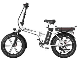 KOOLUX | X11 Elektrische Vouwfiets | E-Bike | 20 x 4.0 Inch Dikke Banden | Dubbele 48V 13+10.4Ah Accu | 250W Motor | Maximaal 25/u | Maximaal bereik 150km | 7-speed versnelling | LCD Scherm | Wit | Gratis Rijklaar Bezorgd