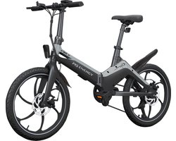 MS Energy i10 - Elektrische Fiets - Vouwfiets - Plooifiets - Grote 20 inch Wielen - 25km/h - 36V - 250W Motor - 50km Actieradius - Uitneembare Batterij - Shimano 6 Versnelling - Dubbele Remschijf - Grijs/Zwart