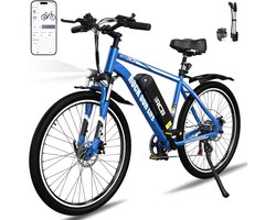 RCB Mountainbike Elektrische Fiets – 250W | 30-50 km | 26" | 36V& 10.4AH| 25 km/u | 7-Speed- Blauw