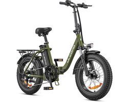 ULZOMO Dolphin Vouwbare Elektrische Fiets 20 inch, Voorvering 250W 25km/h, 36V 18.2Ah Accu, Mechanische schijfremmen, Stadsfiets voor woon‑werkverkeer, E-bike, Groen