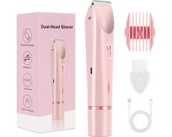 2-in-1 epilator - elektrisch scheerapparaat vrouwen - Ontharingsapparaat - Scheerapparaat met dubbele kop - Geschikt voor lichaam, gezicht en bikinilijn - Oplaadbaar via USB-C - ABS - Roze