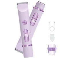 2-in-1 scheerapparaat voor dames - elektrisch scheerapparaat - bikinilijntrimmer - waterdicht - epilator - damestrimmer - met digitaal display - paars