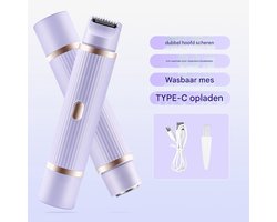 2-in-1 waterdichte elektrische bikinitrimmer voor nat/droog haar voor dames, pijnloze ontharing (paars)