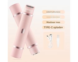 2-in-1 waterdichte elektrische bikinitrimmer voor nat/droog haar voor vrouwen, voor pijnloze ontharing (roze)