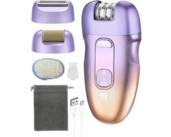 3-in-1 draadloze elektrische ontharingsapparaat voor vrouwen-gezichts- Epilator met verwisselbare koppen- IPX6 & LED-USB-C waterdicht elektrisch scheerapparaat voor benen-Oksels-Epilators en accessoires
