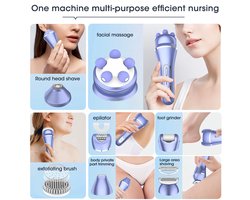 7-in-1 multifunctionele elektrische epilator voor dames, scheerapparaat, bikinilijn, okselhaartrimmer met oplaadstandaard, paars