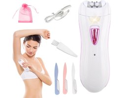 Aura® Epileerapparaat dames - Epilator Gezicht & Lichaam - Ladyshave – Wit en Roze- 12cm x 4cm x 1cm