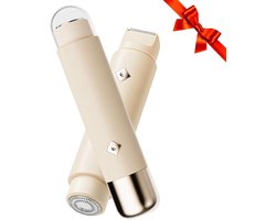 Bikini Shaver - Elektrische bikinitrimmer voor vrouwen, 2-in-1 scheerapparaat met dubbele kop, elektrisch scheerapparaat voor vrouwen (beige)