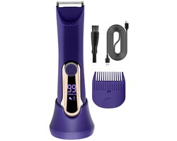 Bikinilijntrimmer voor dames - Persoonlijke schaamhaartrimmer - Elektrisch scheerapparaat voor vrouwen - Voor oksels, benen, armen, lichaamshaar en intieme zones - LED-licht, keramisch mes - IPX7 - Oplaadbaar - LCD-scherm