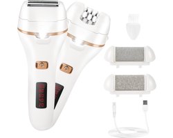 Bikinilijntrimmer voor vrouwen- 4-in-1 elektrische scheerapparaten voor vrouwen- Schaamhaar- Epilator en elektrische eeltverwijderaar- Nat/droog te gebruiken lichaamshaartrimmer- Oplaadbare ontharing voor bikinilijn- Benen en oksels