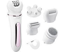 Bloomm Epilator 5 in 1 - Ladyshave - Scheerapparaat vrouw - Bikinitrimmer - Ontharingsapparaat - Nat en droog - Draadloos - Incl. Reinigingsborsteltje - Wit