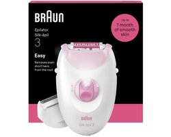 Braun Silk·épil 3 - Snoergebonden Epilator - 3-031 - Langdurig Gladde Huid - Inclusief Scheerkop en Trimkam - Roze