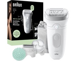Braun Silk·épil 7 SkinSpa - Wet & Dry Epilator - 7-081 - Langdurig Gladde Huid - Inclusief Massagepad, Scheerkop en Trimkam - Zilver
