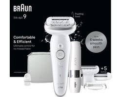 Braun Silk·épil 9 9-341 - Epilator met Ladyshave opzetstuk - Wit/Zilver