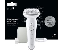 Braun Silk·épil 9 - Epilator Voor Eenvoudige Ontharing - Langdurig Gladde Huid - 9-011 - Wit/Zilver