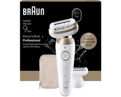 Braun Silk·épil 9 Flex - Wet & Dry Epilator - 9-030 3D - Langdurig Gladde Huid - Inclusief Scheerkop en Trimkam - Goud