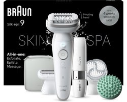 Braun Silk·épil 9 SkinSpa - Epilator Voor Eenvoudige Ontharing - Langdurig Gladde Huid - 9-381 - Wit/Zilver