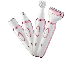 Damesepilator - bikinitrimmer - 4 in 1 elektrisch scheerapparaat voor dames - nat en droog gebruik - oplaadbaar - Ontharingsapparaat - geschikt voor gezicht, oksels, benen, geslachtsdelen - rosé goud