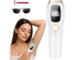 Dermalaze IPL Ontharingsapparaat – IPL Laser voor Permanente Haarverwijdering – Voor Mannen & Vrouwen – Pijnloos Thuisgebruik – Met LED Scherm –1.000.000 Flitsen – Scheermes – Beschermbril – 10 Standen – Ontharingsapparaten